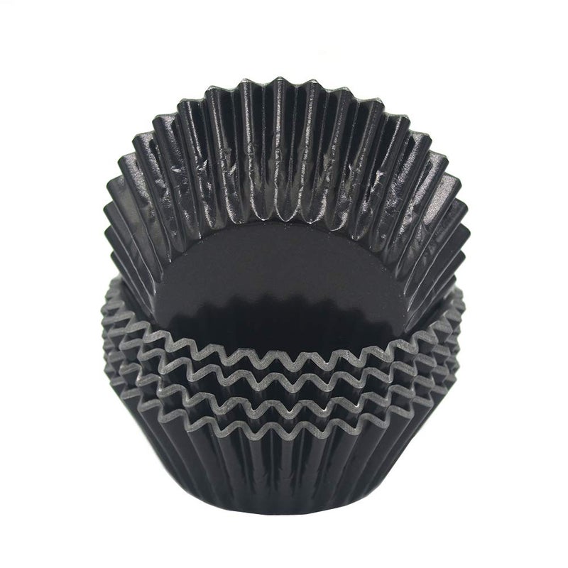 Mombake Standard Black Foil Cupcake Liners Muffin Baking Cups for Party and More, 100-Count - Image 1